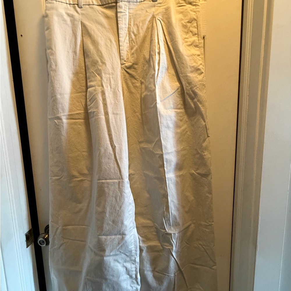 Banana Republic Women's Cream Straight Wide Leg Pants